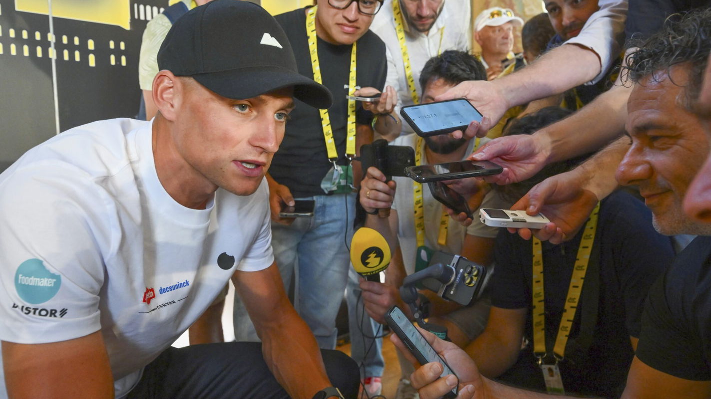 Mathieu van der Poel is interviewed ahead of the 2025 Tour de France