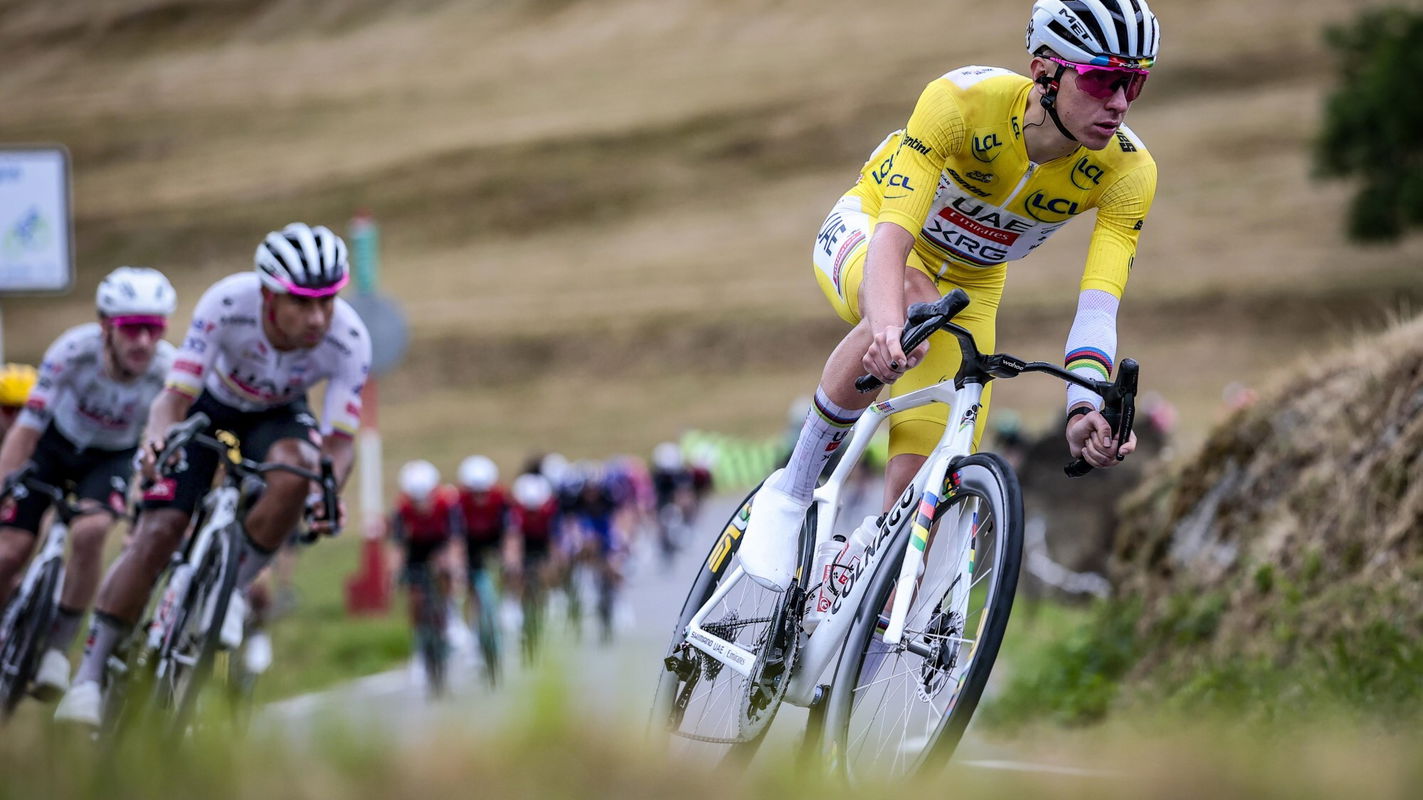 Tadej PogaÄŤar during stage 14 of the 2025 Tour de France