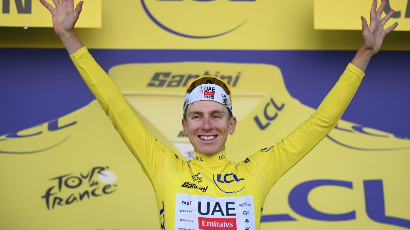 Tadej Pogacar yellow jersey Tour de France 2025