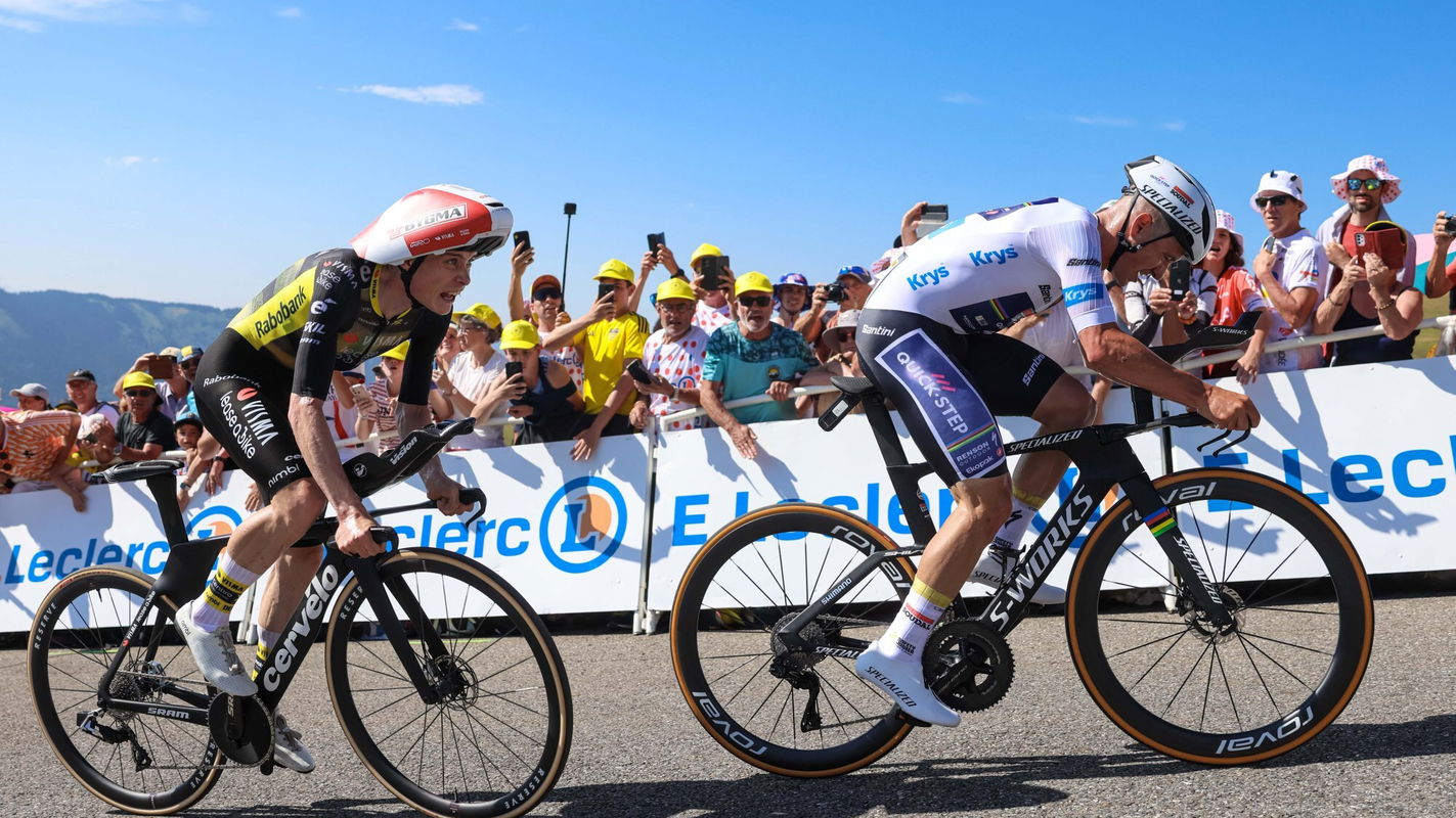 Jonas Vingegaard Remco Evenepoel catch Tour de France 2025 Peyragudes